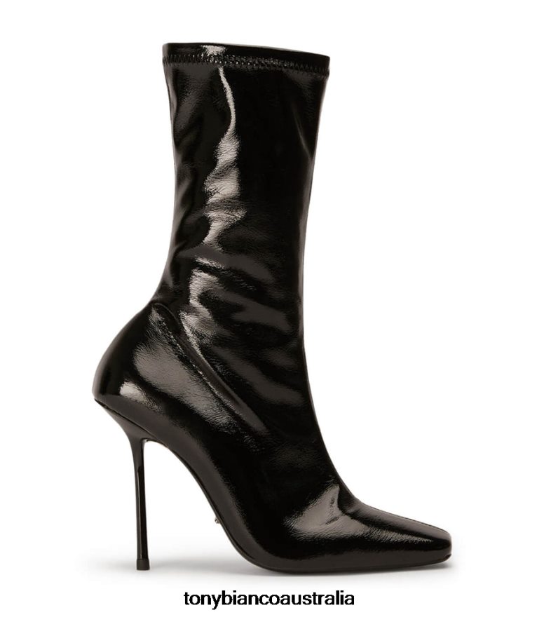 Tony Bianco | Women Black Crinkle Patent Remie Ankle Boots DD6F6J499