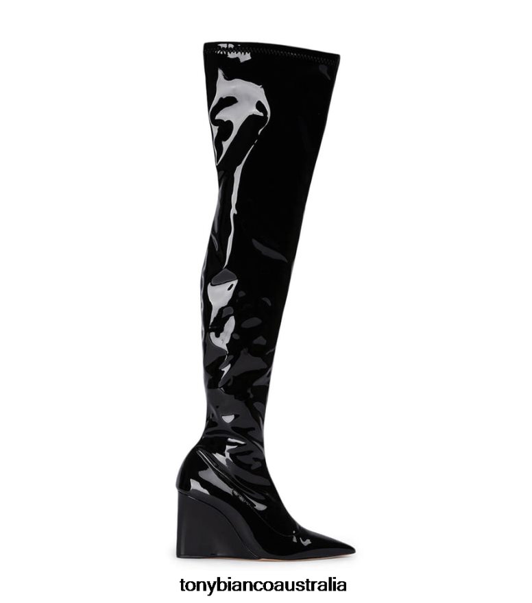 Tony Bianco | Women Black Stretch Patent Doja Long Boots DD6F6J571