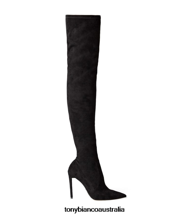 Tony Bianco | Women Black Stretch Suede Avah Long Boots DD6F6J566