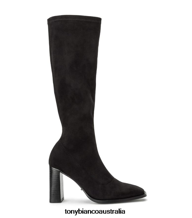 Tony Bianco | Women Black Stretch Suede Renae Calf Boots DD6F6J452