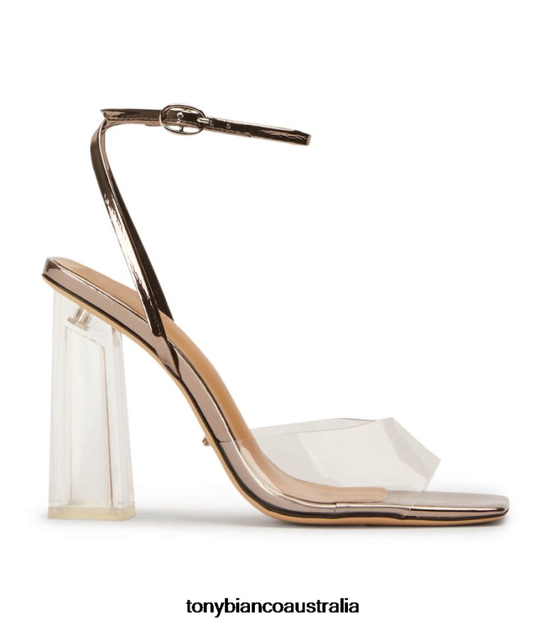 Tony Bianco | Women Clear Vinylite/Gunmetal Shine Nelani Heels DD6F6J218