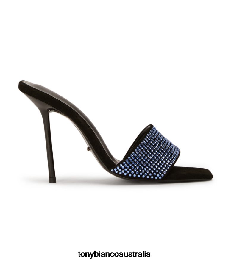 Tony Bianco | Women Blue Crystal/Black Suede Naomi Heels DD6F6J147