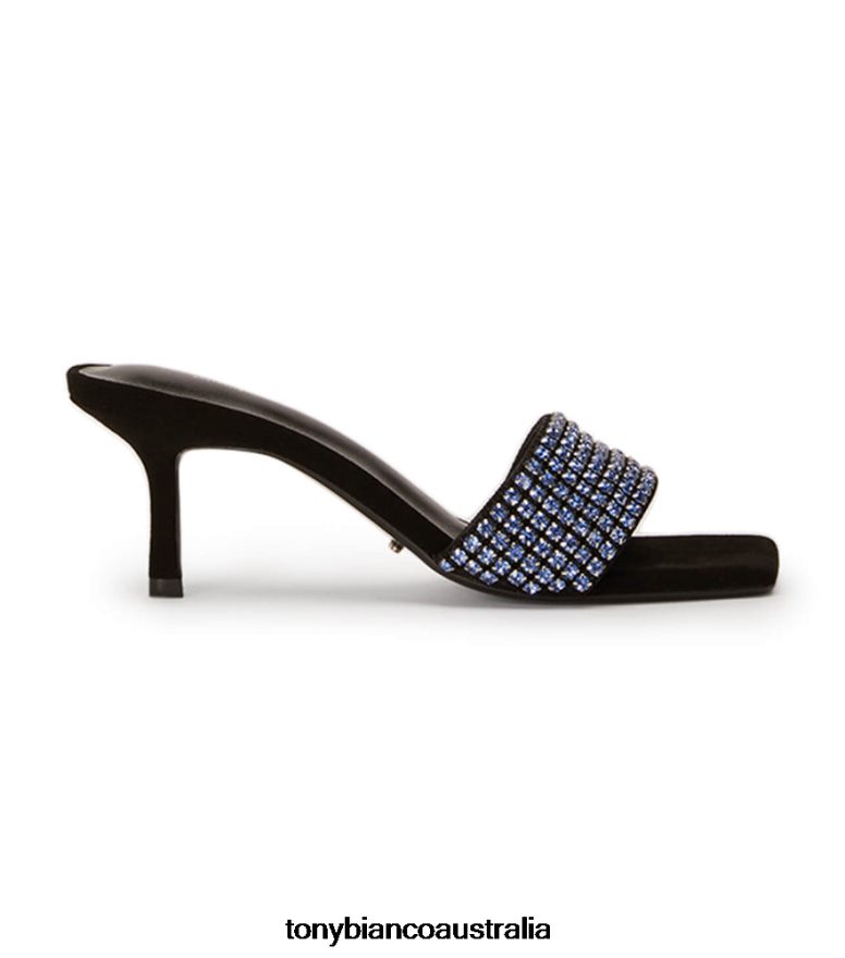 Tony Bianco | Women Blue Crystal/Black Suede Amos Heels DD6F6J291