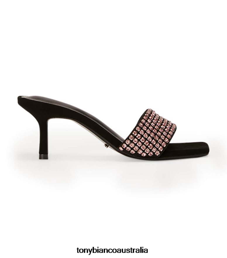 Tony Bianco | Women Pink Crystal/Black Suede Amos Heels DD6F6J290